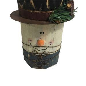 Wooden Snowman Christmas Candleholder.